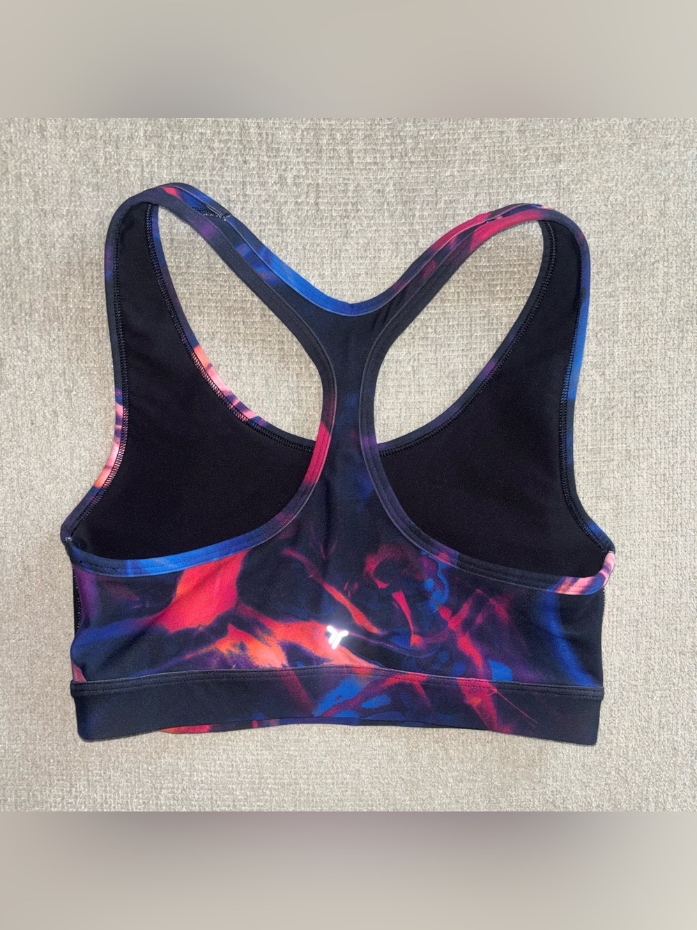 Old Navy Active PowerSoft Sports Bra Neon Flame Abstract Print Racerback - Picture 4 of 4